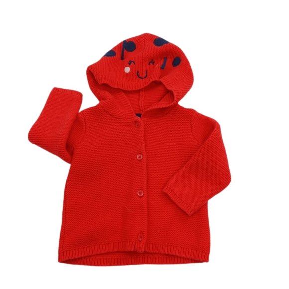 Carter's Other - Carter's Baby Girl Ladybug Knit Cardigan Hooded Winter Button Up Size 9 Months
